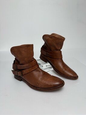 Catarina Martins CM Leather Moto Boots 39 Perforated Harness Boho Portugal